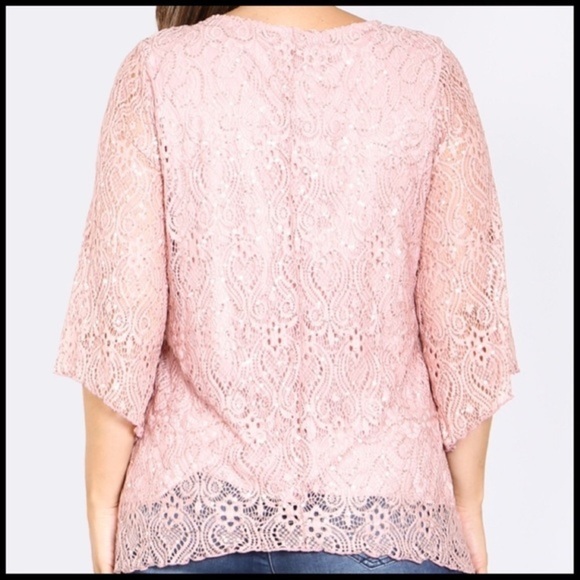 🆕JUST IN-PLUS SZ mauve w/sequin top - Picture 3 of 6